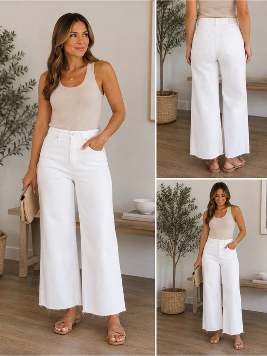 Kut from the Kloth Pants - KUT From The Kloth Meg Fab Ab High Rise Wide Leg Jeans White Size 10 NWT